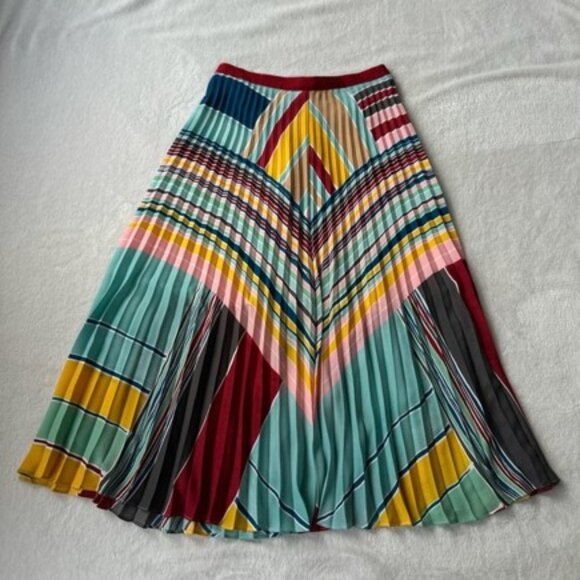 Loft pleated accordion maxi skirt multi color size 00P - Picture 7 of 11